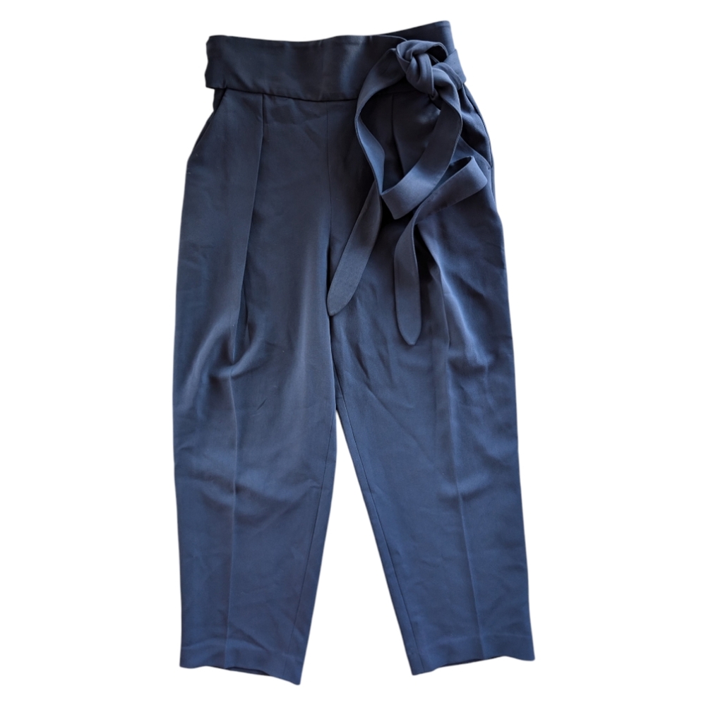 Aritzia Navy Tie-Waist Trousers